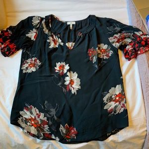 Joie black floral blouse, size S